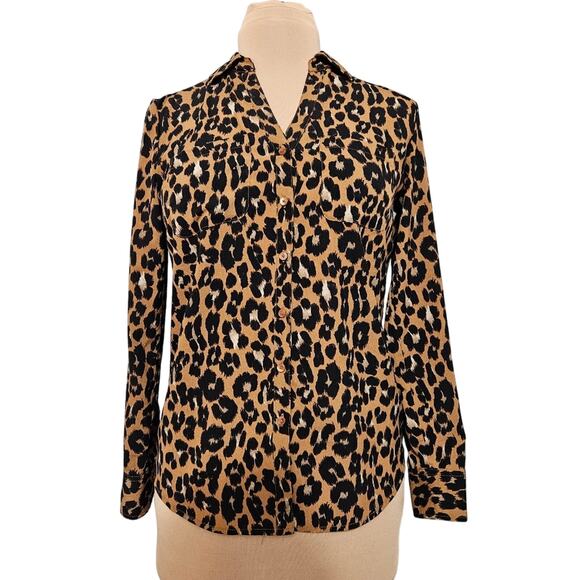 Talbots Tops - Talbots Leopard Print Button Front Long Sleeve Blouse Shirt Top Size Small